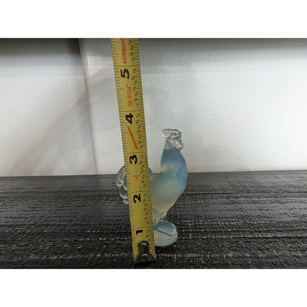 Sabino Glass France Opalescent Rooster Figurine - Signed 1930s Art Deco 3.5" - Picture 8 of 8